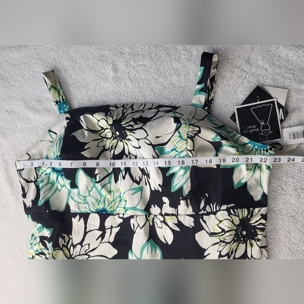 Madison Leigh Dress w/Built in Bra Turquoise/Black Floral Women's Size 22W NWT - Picture 6 of 12